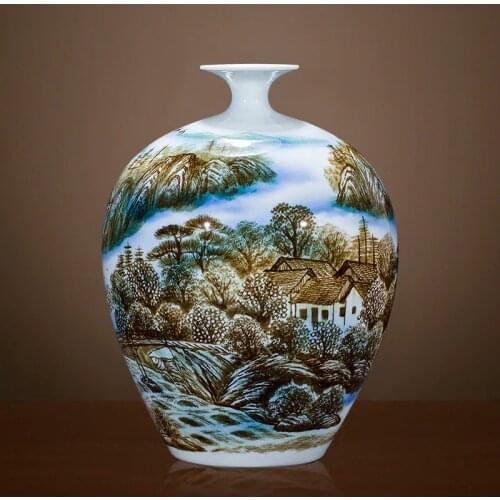 Jingdezhen Masters Hand Painted Vases Living Room Decorations Ornaments Chinese Landscape Paintings Portraits ceramic vase