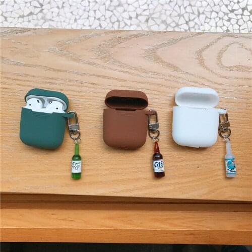 Wine bottle Decorative Silicone Case for Airpods1,2 Accessories Protective Cover Bluetooth Earphone Case Wine Bottle Key Ring F