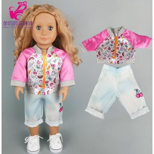 43cm Baby doll strawberry Shirt 3 layers pink princess lace dress fit for 18 inch girls doll wearing