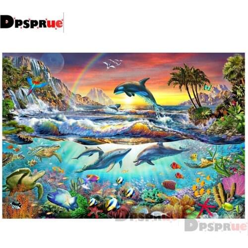 Dpsprue Full Square/Round Diamond Painting Kit Cross Stitch dolphin Cartoon Diamond 3D Embroidery DIY 5D Moasic Gift DP210