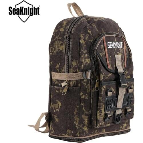 SeaKnight SK006 Camouflage Fishing Bag 34*56*13cm Waterproof Canvas Backpack 25L Outdoor Fishing Tackle Bag Multifunctional