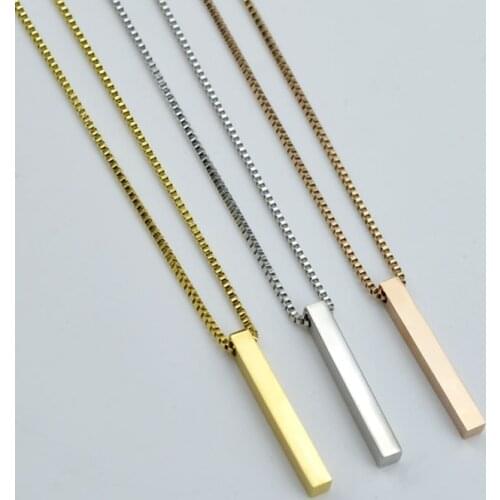 Squarr Box Link Chain Mirror Polished Stainless Steel Three-Dimensional Long Pendant Necklace For Women Metal Fashion Necklaces