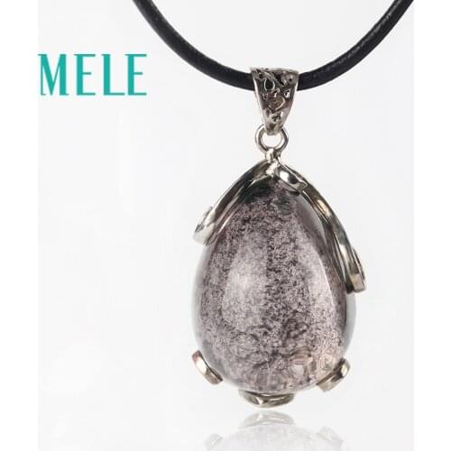 MELE natural green ghost phantom garden crystal pendant for women and man,25X20mm water drop shape good pervious cool jewelry