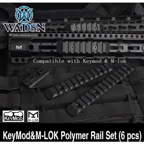 WADSN Tactical KeyMod&M-LOK Polymer Rail Set (6 pcs) Picatiny Rails Cover Airsoft Handguard Protection Weapon Light Accessories