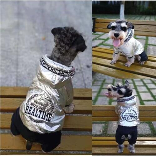 2019 New Waterproof Windproof Pet Down Cloth Dog Clothes Warm Dog Jumpsuit Letter Embroidered Autumn Winter Jumpsuit For Dogs