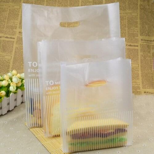 Disposable Plastic Take-out Package Bag Restaurant Shop Tools Nontoxic Bread Bag White Bag Packing Tools 100pcs