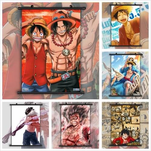 One Piece Monkey D Luffy Ace Anime manga wall Poster Scroll