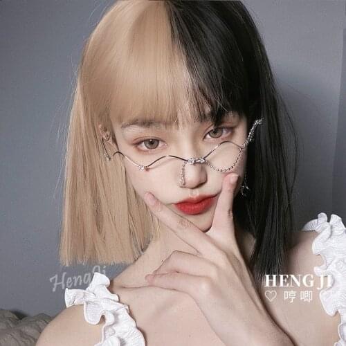 Japanese Anime Cosplay Wigs Korean Style Men Women Lolita Fashion Yin Yang Short Long Hair Bar Nightclub Club Headwear Headgear