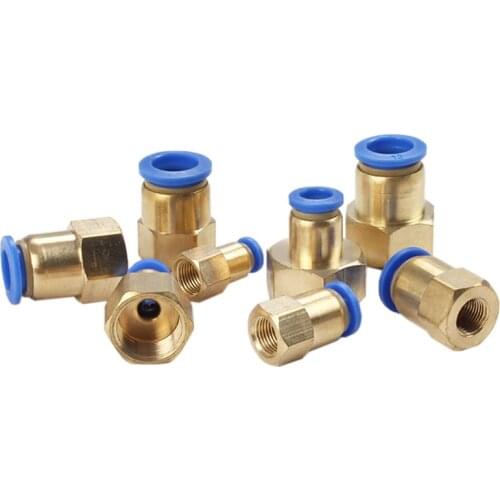 PCF4 6 8 10 12mm Tube Brass Quick Coupler Female Connector Push Pipe Plastic Air Hose Female One Touch Pneumatic Fittings