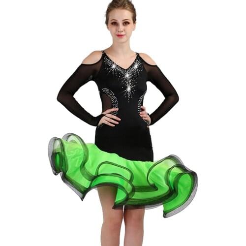 Latin Dance Dress Sexy Diamond Sequin Latin Competition Dress Latin Dance Practice Wear Rumba/Tango/Samba Stage Wear DQL1934