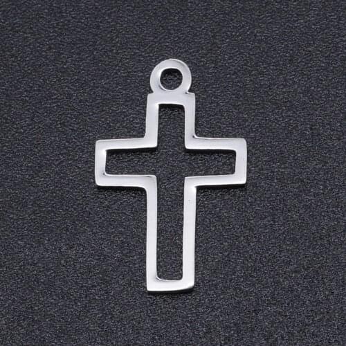 5pcs/lot 100% Stainless Steel Hollow Cross Charms Wholesale Bracelets Pendants DIY Necklace Bracelet Making Charms