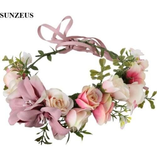 Romantic Beach Wedding Head Garland Handmade Wreath Headband Bridal Headwear Boho Bridesmaid Accessory SQ228
