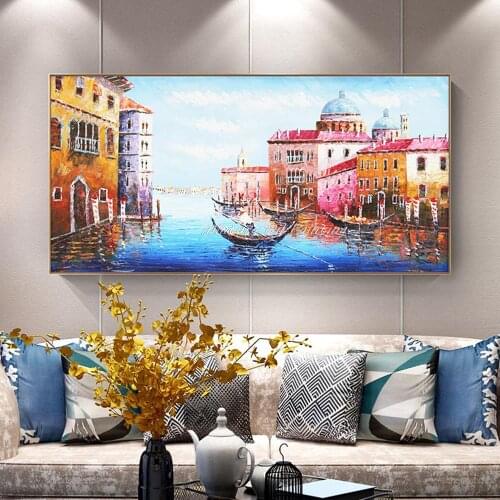 Handpainted Venice The City Of Water Landscape Oil Painting On Canvas Modern Home Decor For Living Room Hall Wall Art Picture
