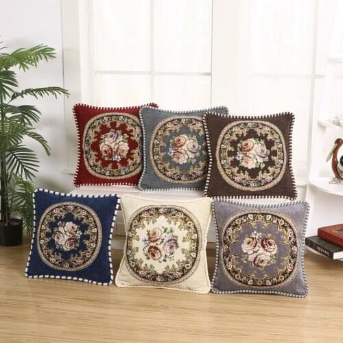 Chenille Fabric Jacquard Embroidered Cushion Covers 48*48/58*58cm Floral Pillowcase Home Sofa Decorative Luxury Throw Pillows