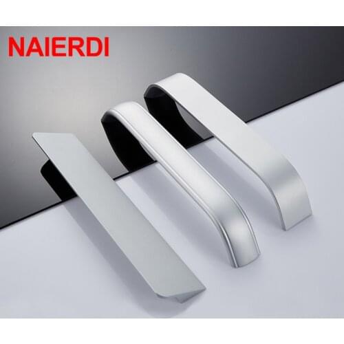 NAIERDI Kitchen Cabinet Knobs Handles Zinc Alloy Modern Silver Furniture Handle for Cabinet Drawer Pulls Hardware 96mm/128mm