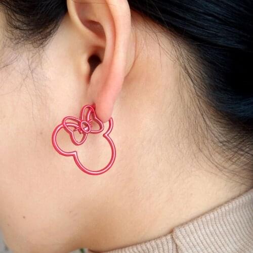 Super Cute Red Minnie Mini Alloy Stud Earrings For Women Mickey Animal Charming Earrings Girls Christmas Earrings Gift 2018