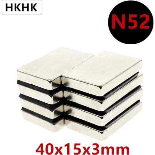 10-50PC N52 40x15x3 mm Super Strong Sheet Rare Earth Magnet Thickness 3mm Block Rectangular Neodymium Magnets 40mm x 15mm x 3mm