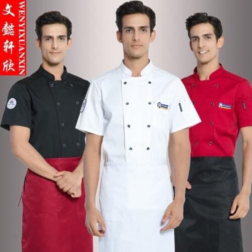 Chef Uniforms Clothing Short Sleeve Men Food Services Cooking Jacket Plus Size Uniform Jackets Overalls Hotel Chef Jacket B-6418