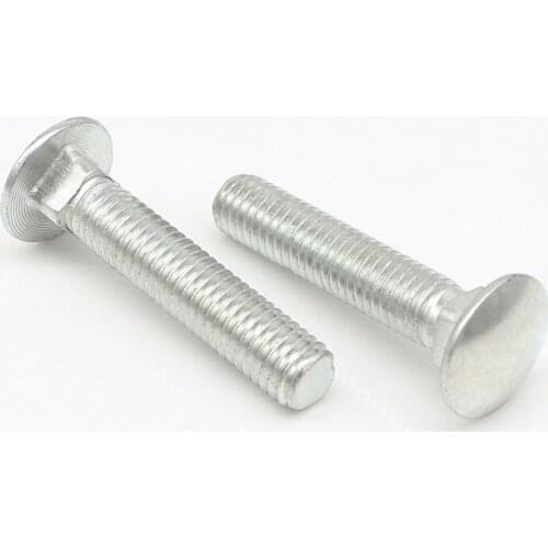 20pcs M6 carriage screws half round head square neck screw shelf card slot bolts iron plated white zinc GB12 12mm-60mm long