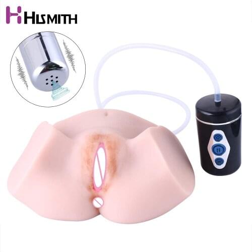 Hismith Pussy Ass 3D Realistic Vagina with Sucking and Vibrating Device Lifelike Anal Stroker Butt Sex Love Doll Masturbator