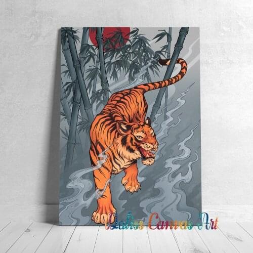 Japanese art bamboo forest tiger Canvas Pictures Home Decoration Paintings Poster HD Prints Wall Art Modular Living Room Framed