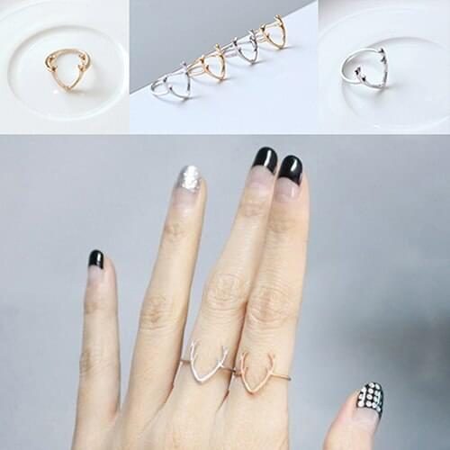 Womens Fashion Simple Style Antler Shape Knuckle Midi Ring Finger Jewelry