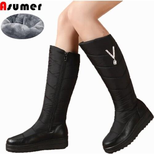 ASUMER 2020 New arrival keep warm snow boots women platform knee high boots fashion zipper thick fur ladies winter boots shoes