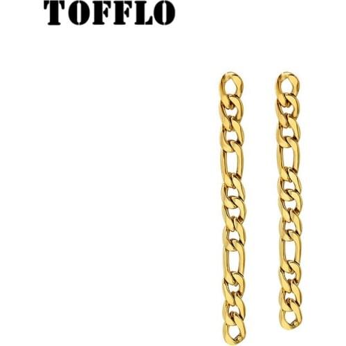 TOFFLO Stainless Steel Jewelry Link Chain Asymmetric Ear Chain Womens Fashion Earrings BSF396