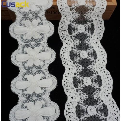 1 yard Off White Mesh Lace Ribbon Trims for Dress Home Textiles Trimmings Applique Sewing Lace Fabric Embroidery Strip