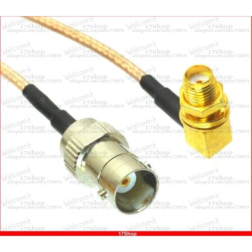 10PCS SMA female nut bulkhead right angle to BNC female RG316 pigtail cable 50cm
