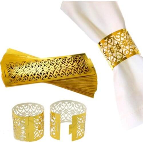 20pcs/set Towel Buckle Laser Cut Paper Napkin Rings Supplies Lace Design Personalized Wedding Party Decoration Wholesale