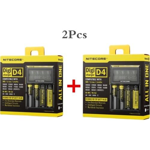 2017Original Nitecore D4 DigichargerX2 Universal Battery Digital Charger 18650 LCD Display Charging Device for AA AAA Li ion Bat