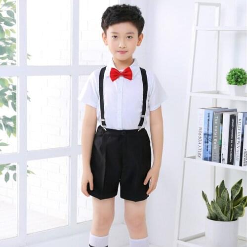 2018 Children Dance Performance Costumes Boys Dress Choir Host Party ChildrenS Day Chorus Clothing Pants Tie Strap Set