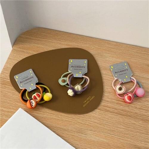 3pcs Children Fruit Cute Cartoon Hair Ties Girl Colorful Rubber Hair Bands