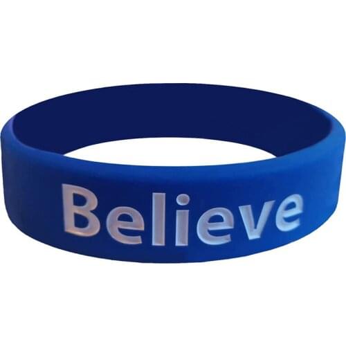 300pcs Motivational Gifts Believe Blue Silicone Bracelets Rubber Wristbands Free Shipping by DHL