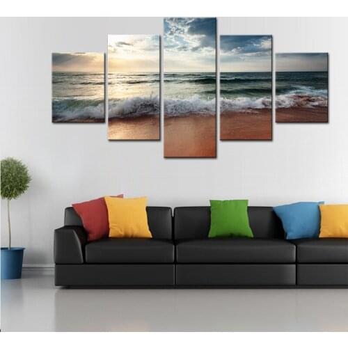 3d Full square round diamond painting 5 Panel Beach waves seascape,DIY diamond embroidery of 5d rhinestones,N1135