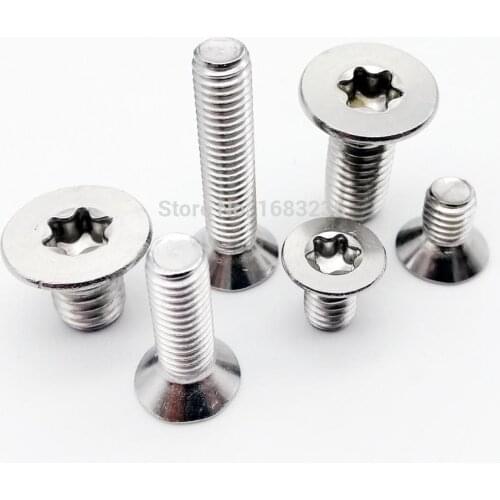 10/50 M1.6 M2 M2.5 M3 M4 M5 M6 M8 304 A2 stainless steel GB2673 Six-Lobe Torx Head Flat Countersunk Screw Six Lobe Bolt L=3-50mm