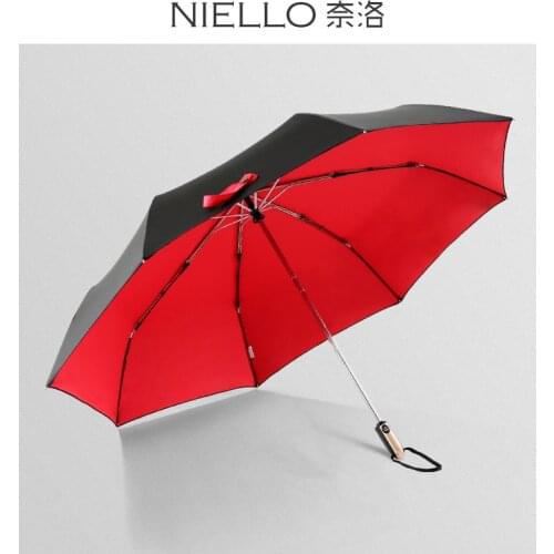Niello 123cm Automatic 8k Triple Double Fold Windproof Clear Umbrella Advertising Umbrella Summer Black Outdoor Umbrella