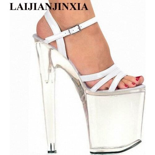 LAIJIANJINXIA White patent leather sandals crystal. Sexy high-heeled shoes model making shoes