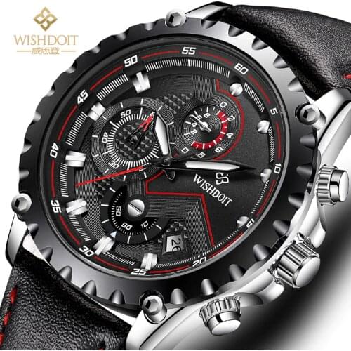 WISHDOIT Mens Watch Top Brand Luxury Stainless Steel Luminous Waterproof Quartz Watch Mens Fashion Chronograph Sports Watch