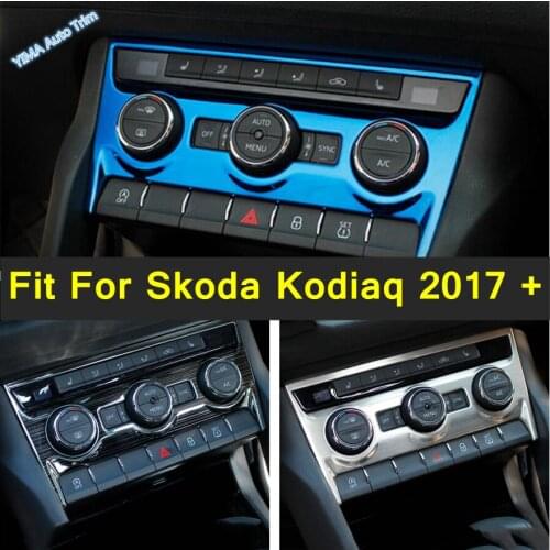 Lapetus Auto Styling Middle Control Air Condition Cover Trim For Skoda Kodiaq 2017 - 2021 Silver / Blue / Black Brushed Interior