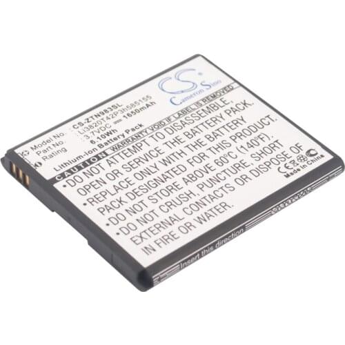 CS 1650mAh/6.11Wh battery for ZTE N983, SOLAR, U960E, Z795G Li3820T42P3h585155