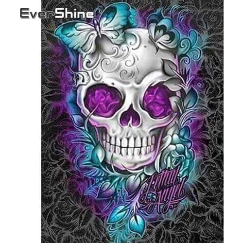 EverShine 5D DIY Diamond Painting Skeleton Diamond Embroidery Full Drill Square Portrait Cross Stitch Mosaic Decor For Home