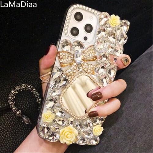 Phone Case For SamsungA3 A5 A7 2017 A9 A8 A6 PLUS 2018 A50 A70 A80 A51 A71 Cover Luxury 3D Diamond Mirror TPU Soft Bling Cases