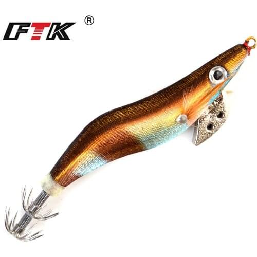 FTK bait hard bait fake shrimp wooden bait fishing swing squid bait 1 piece/batch artificial bait octopus bait 624