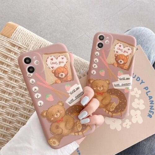 Ins Cute cartoon biscuit bear Phone Case For iPhone 11 Pro Max 7 8 Plus SE cases For iPhone XR XS Max X Silicone soft back Cover