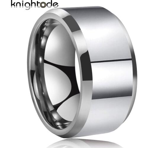 High Polishing Tungsten Carbide Ring 12mm Wide Big Thumb Rings Mens Wedding Band Beveled Edges Comfort Fit