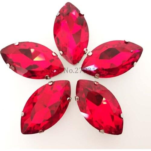All size red color AAA Glass Crystal Hand sewing on stones,Silver bottom rhinestones DIY for Dress