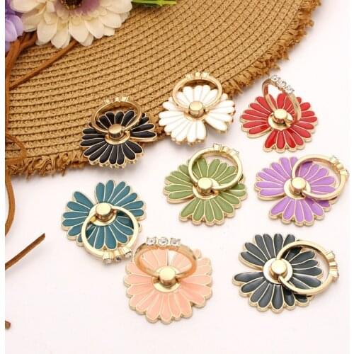 Hot Sales 1 Piece High Quality Metal Mobile Phone Holder Ring Fashion Daisy Smartphone Ring Holder Stand Floral Phone Support