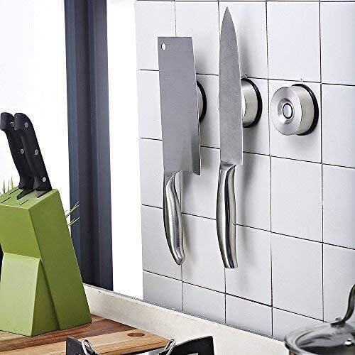 Stainless Steel Suction Cup Magnetic Kitchen Knife Holder Key Hanger Rack Tool Storage Organizer for Scissor and Metal Utensils